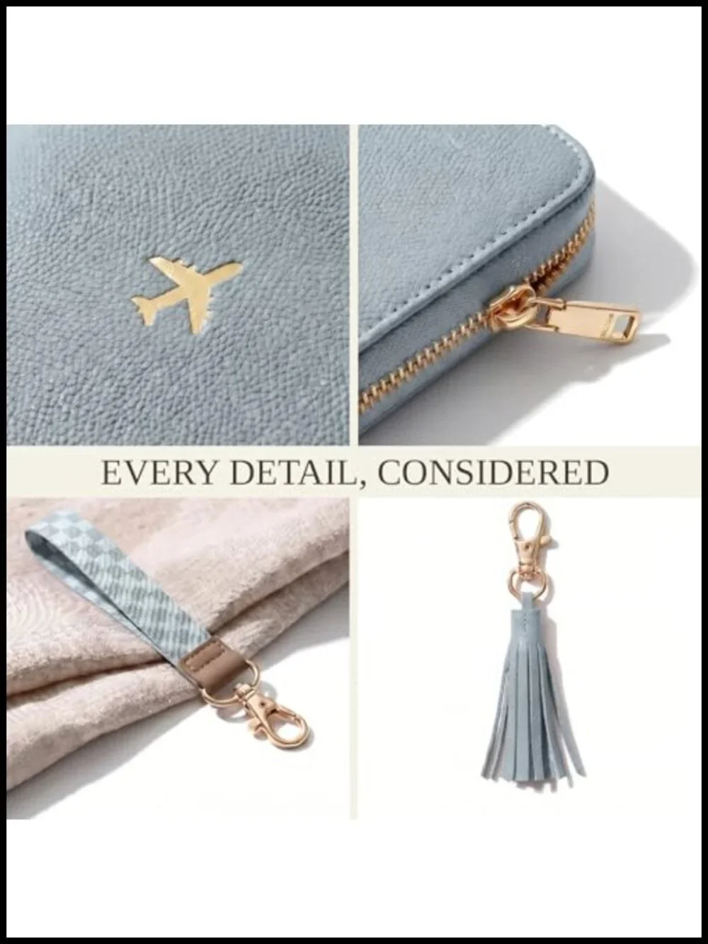Passport Holder Travel Wallet with Wristlet Strap RFID Blocking Faux Leather